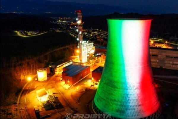Proiezione della bandiera italiana