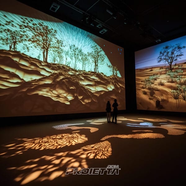 Eintauchende Projektionen von Kunstwerken in Museumsinnenräumen